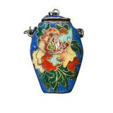 Vintage Art Deco Brass and Enamel Perfume Bottle Pendant