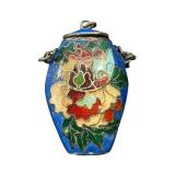 Vintage Art Deco Brass and Enamel Perfume Bottle Pendant