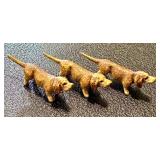 Set of 3 Antique Cold-Painted Bronze Dachshund Figurines