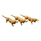 Set of 3 Antique Cold-Painted Bronze Dachshund Figurines