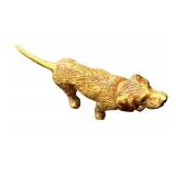Antique Cold Painted Bronze Miniature Dog Figurine