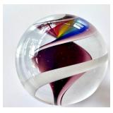 Colorful Glass Paperweight with Artistic Swirl Design