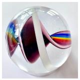 Colorful Glass Paperweight with Artistic Swirl Design
