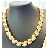 Vintage Crown Trifari Necklace, Bracelet, and Clip-On Earring Set