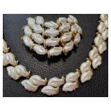 Vintage Crown Trifari Necklace, Bracelet, and Clip-On Earring Set