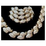 Vintage Crown Trifari Necklace, Bracelet, and Clip-On Earring Set