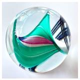 Colorful Glass Handblown One Inch Marble with Aquatic Swirl Design
