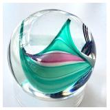 Colorful Glass Handblown One Inch Marble with Aquatic Swirl Design