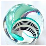 Colorful Glass Handblown One Inch Marble with Aquatic Swirl Design