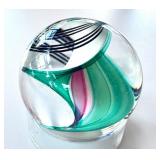 Colorful Glass Handblown One Inch Marble with Aquatic Swirl Design