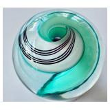 Colorful Glass Handblown One Inch Marble with Aquatic Swirl Design