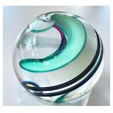 Colorful Glass Handblown One Inch Marble with Aquatic Swirl Design