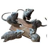 Antique Five Mice Cold Painted Bronze Miniature