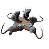 Antique Five Mice Cold Painted Bronze Miniature