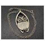 Vintage Owl Pendant Necklace with 24-Inch Chain