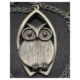 Vintage Owl Pendant Necklace with 24-Inch Chain