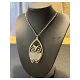 Vintage Owl Pendant Necklace with 24-Inch Chain