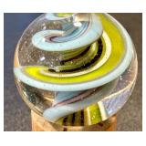 Hand Blown Glass Marble with Swirl Design