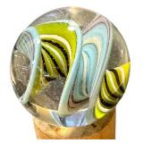 Hand Blown Glass Marble with Swirl Design