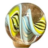 Hand Blown Glass Marble with Swirl Design