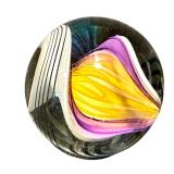 One Inch Handblown Art Glass Marble with Swirling Color Patterns