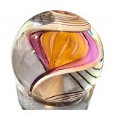 One Inch Handblown Art Glass Marble with Swirling Color Patterns