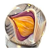 One Inch Handblown Art Glass Marble with Swirling Color Patterns