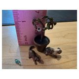 Set of 3 Antique Austrian Cold Painted Bronze Miniatures: Plants and Animals