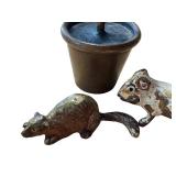 Set of 3 Antique Austrian Cold Painted Bronze Miniatures: Plants and Animals