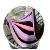 Handblown Art Glass Marble with Swirled Pink and Purple Design
