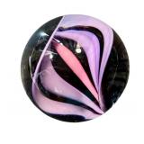Handblown Art Glass Marble with Swirled Pink and Purple Design