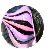 Handblown Art Glass Marble with Swirled Pink and Purple Design