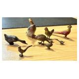 Set of 8 Antique Austrian Cold Painted Bronze Bird Miniatures