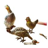 Set of 8 Antique Austrian Cold Painted Bronze Bird Miniatures