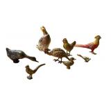 Set of 8 Antique Austrian Cold Painted Bronze Bird Miniatures