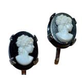 Vintage Cameo Brooch and Matching Earrings Set