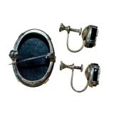 Vintage Cameo Brooch and Matching Earrings Set