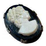 Vintage Cameo Brooch and Matching Earrings Set