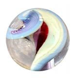 Hand Blown Art Glass Marble with Swirl Design