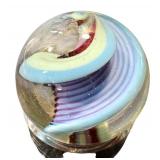 Hand Blown Art Glass Marble with Swirl Design