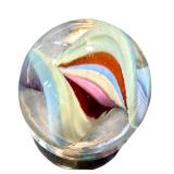 Hand Blown Art Glass Marble with Swirl Design