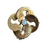 Vintage Gold-Tone Brooch Set with Bow and Round Design