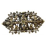 Vintage Ornate Bronze Brooch Pin - 3" x 1.6"