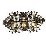 Vintage Ornate Bronze Brooch Pin - 3" x 1.6"