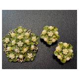 Vintage HOBE Floral Brooch and Earrings Set