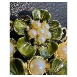 Vintage HOBE Floral Brooch and Earrings Set