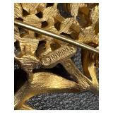 Vintage Crown Trifari Brooch and Earrings Sets with Faux Pearls