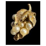 Vintage Crown Trifari Brooch and Earrings Sets with Faux Pearls