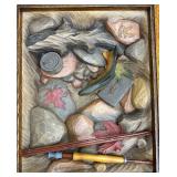 William Herrick Trout Stream End Table with Beveled Edge Glass Top by Big Sky Carvers / Big Sky Carvers Trout Table