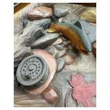 William Herrick Trout Stream End Table with Beveled Edge Glass Top by Big Sky Carvers / Big Sky Carvers Trout Table